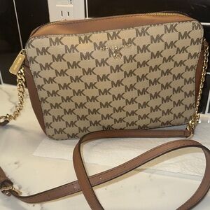 Michael Kors Brown and Tan Crossbody Bag